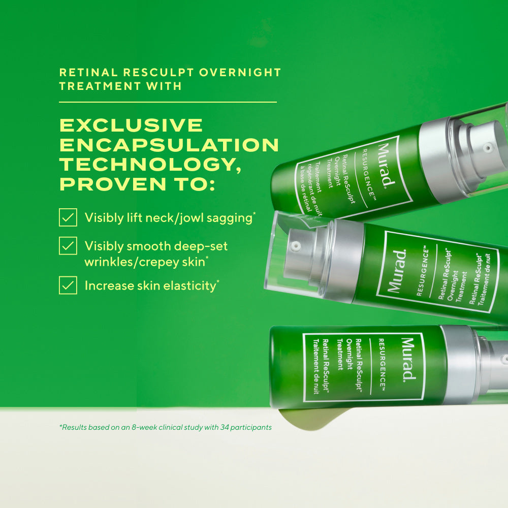 retinal resculpt overnight treatment with exclusive encapsulation technology proven to lift neck/jowl sagging, smooth deep-set wrinkles/crepey skin, increase skin elasticity