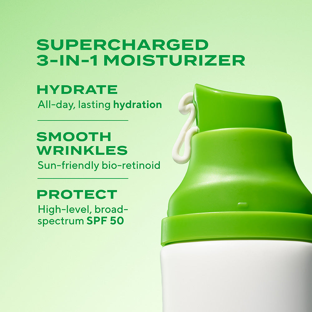 Murad SPF 50 Wrinkle-Fighting product on light green background
