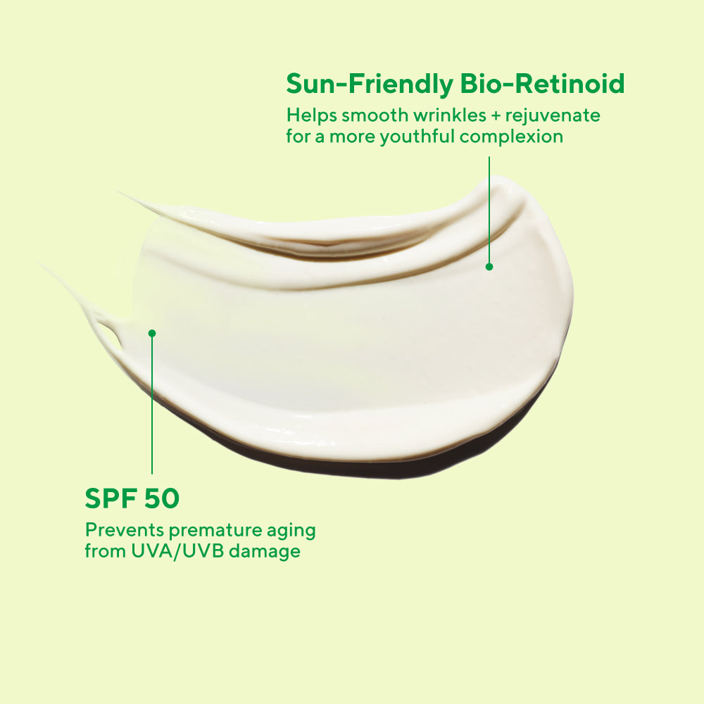 Murad SPF 50 Wrinkle-Fighting texture featuring key ingredients