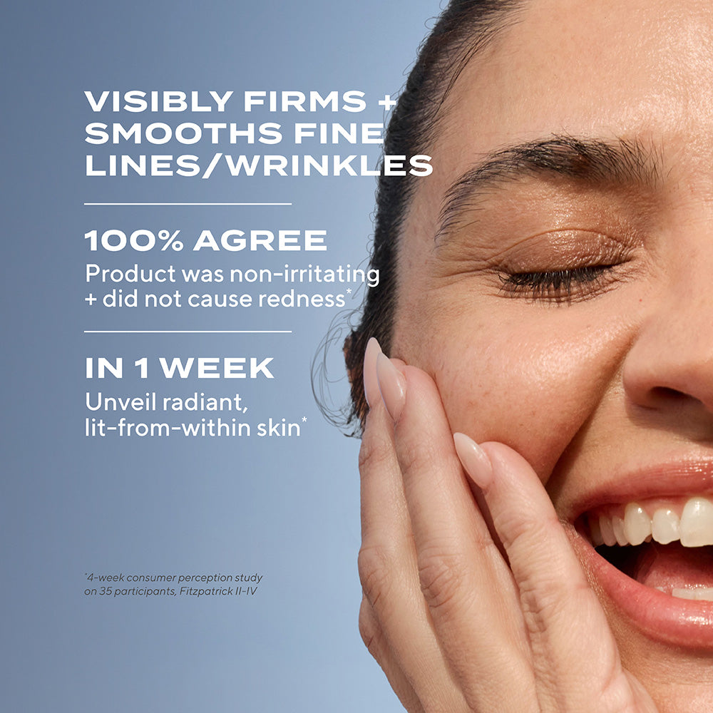 Murad SPF 50 Wrinkle-Fighting infographic with 100% agree product non-irritating and more radiant skin in 1 week