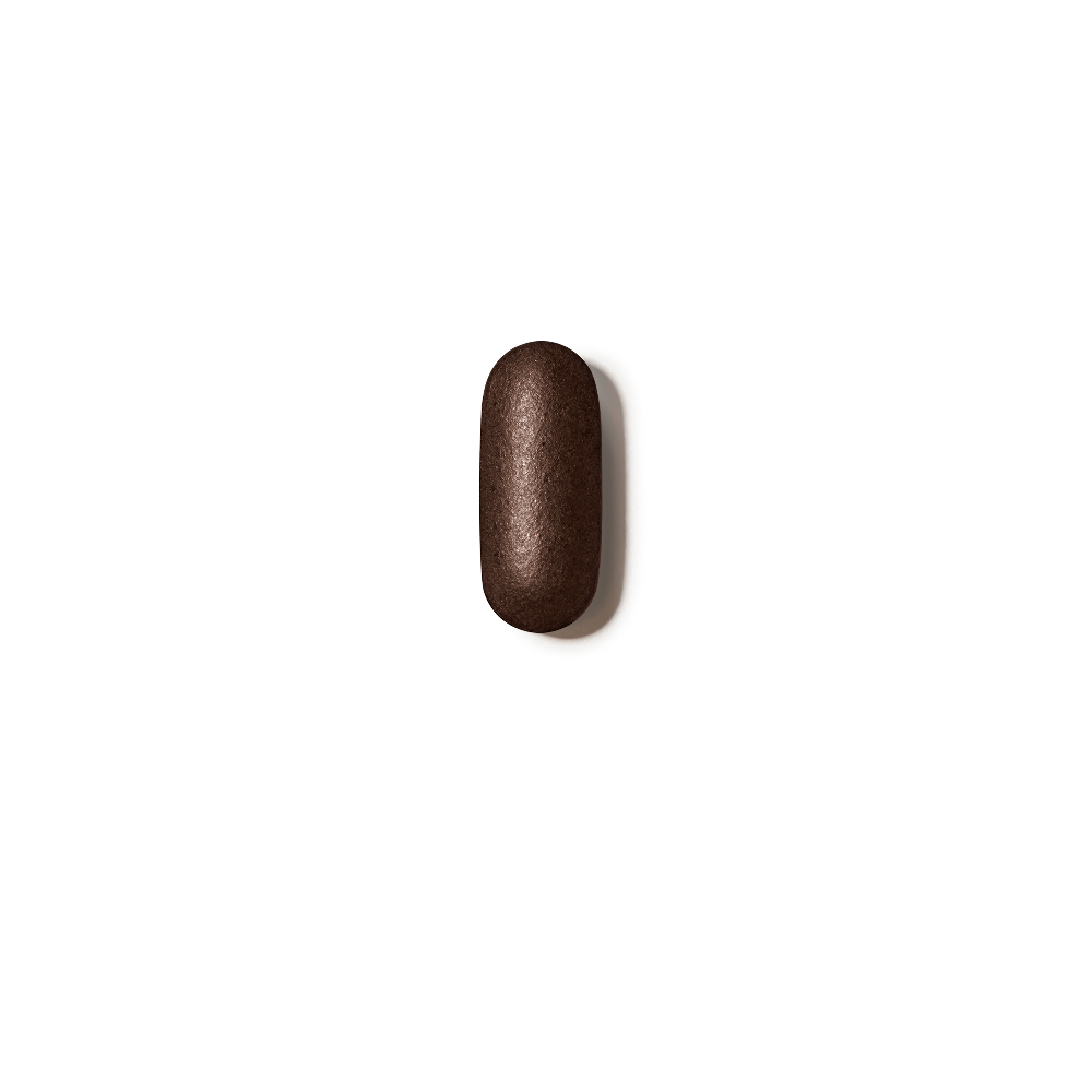Brown pill on a white background